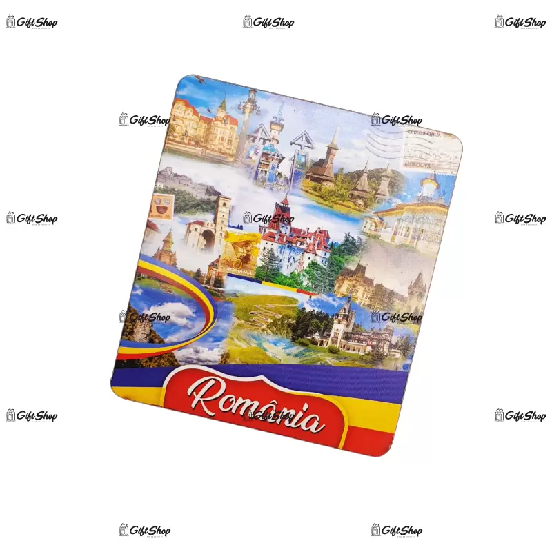 Romania, magnet din lemn patrat